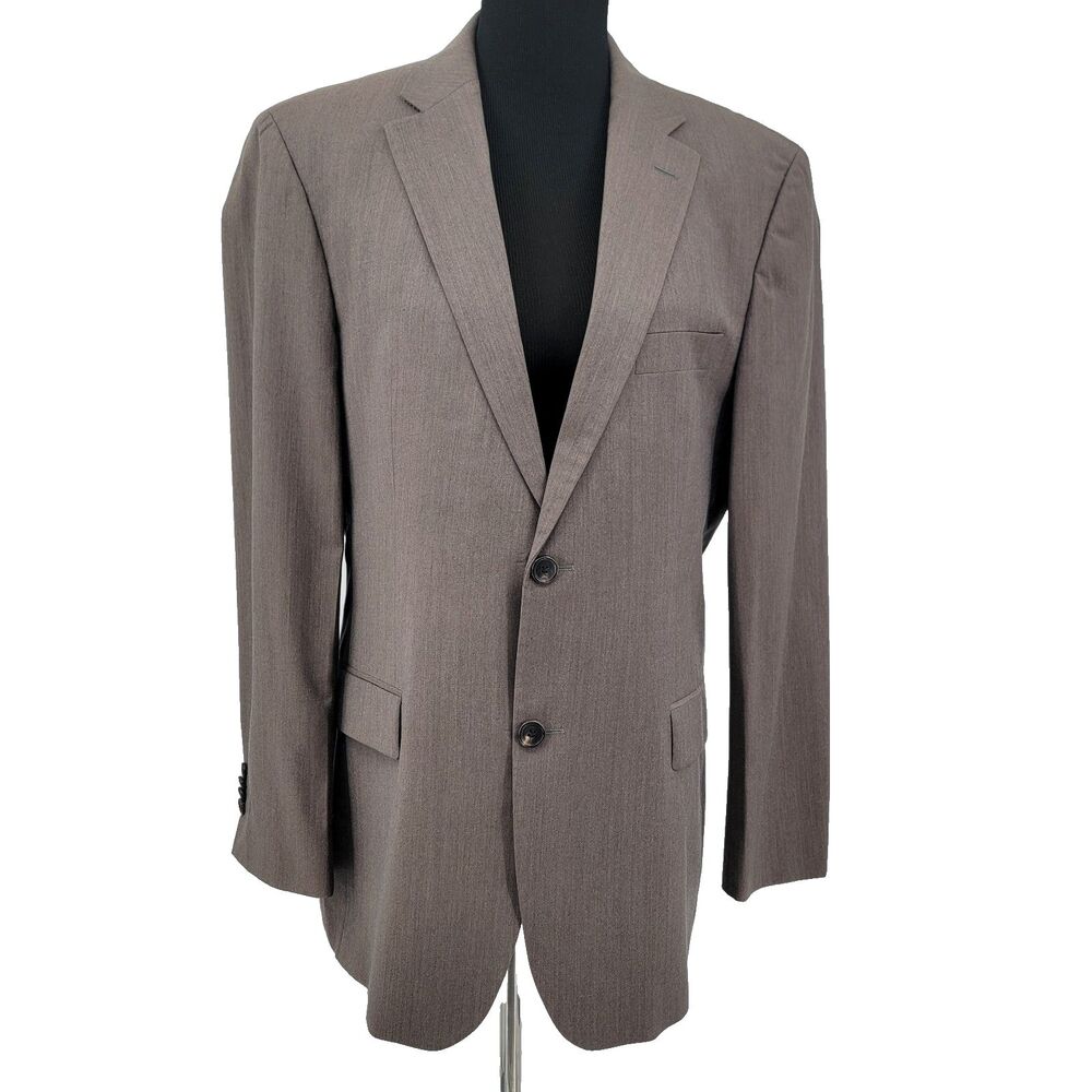 Hugo Boss Mens 40R Brown Italy 100% Pure Virgin Wool Dbl-Vented Blazer USA
